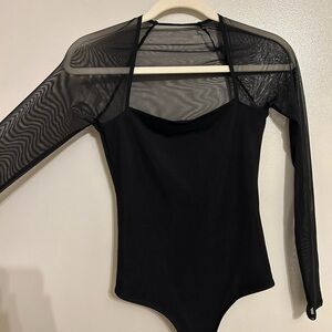 Abercrombie and Fitch Mesh Square Neck Bodysuit | Size large